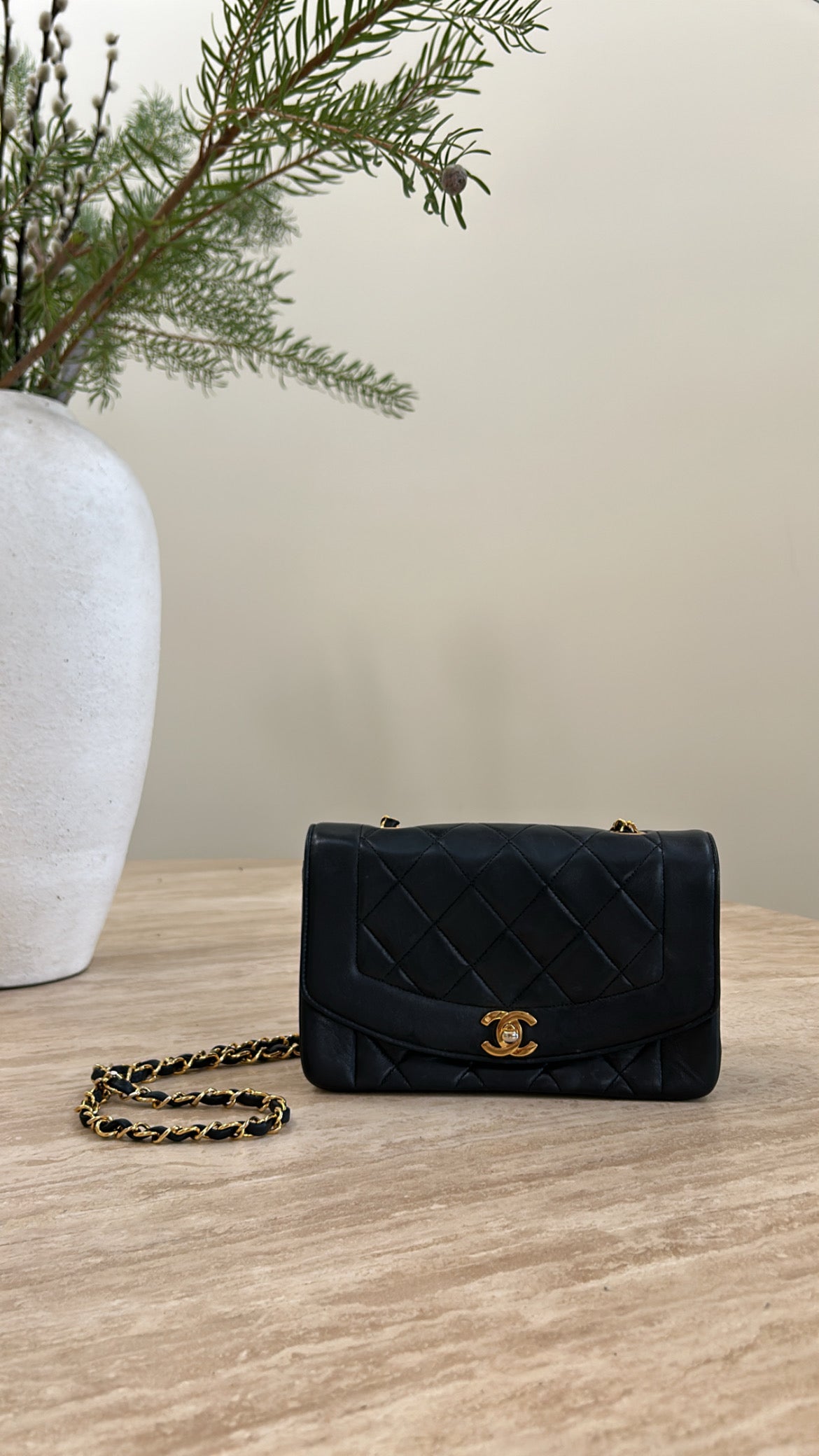 Chanel Small Black Diana Lambskin Handbag