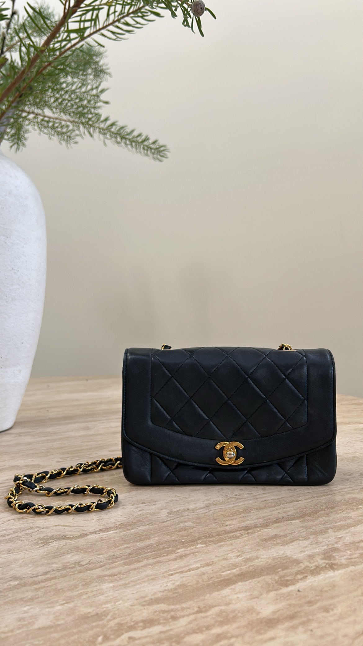 Chanel Small Black Diana Lambskin Handbag