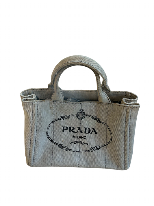 PRADA Grey Denim Handbag